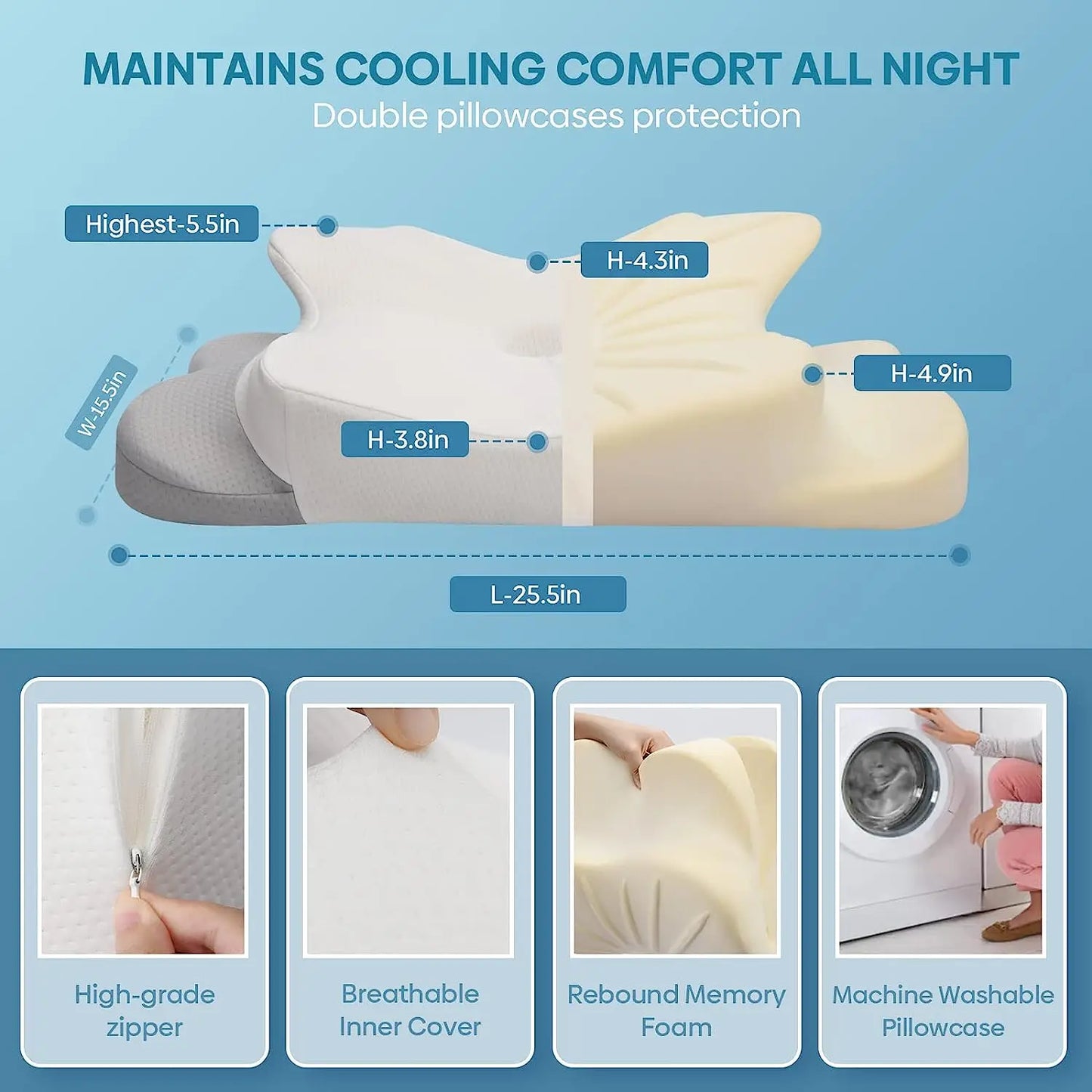NoseFlow™ - Memory Foam Cervical Pillow